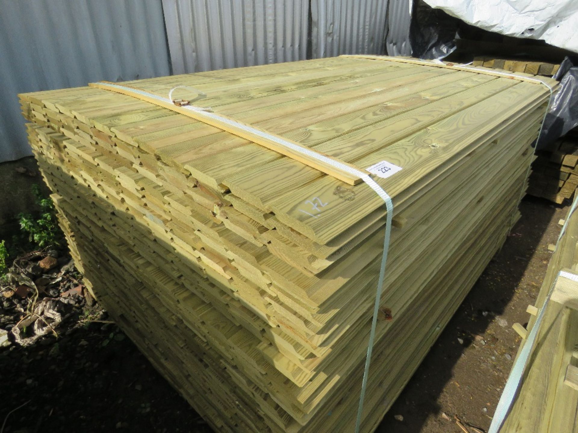 Pack of shiplap timber cladding, 1.73m length x 10cm wide approx.