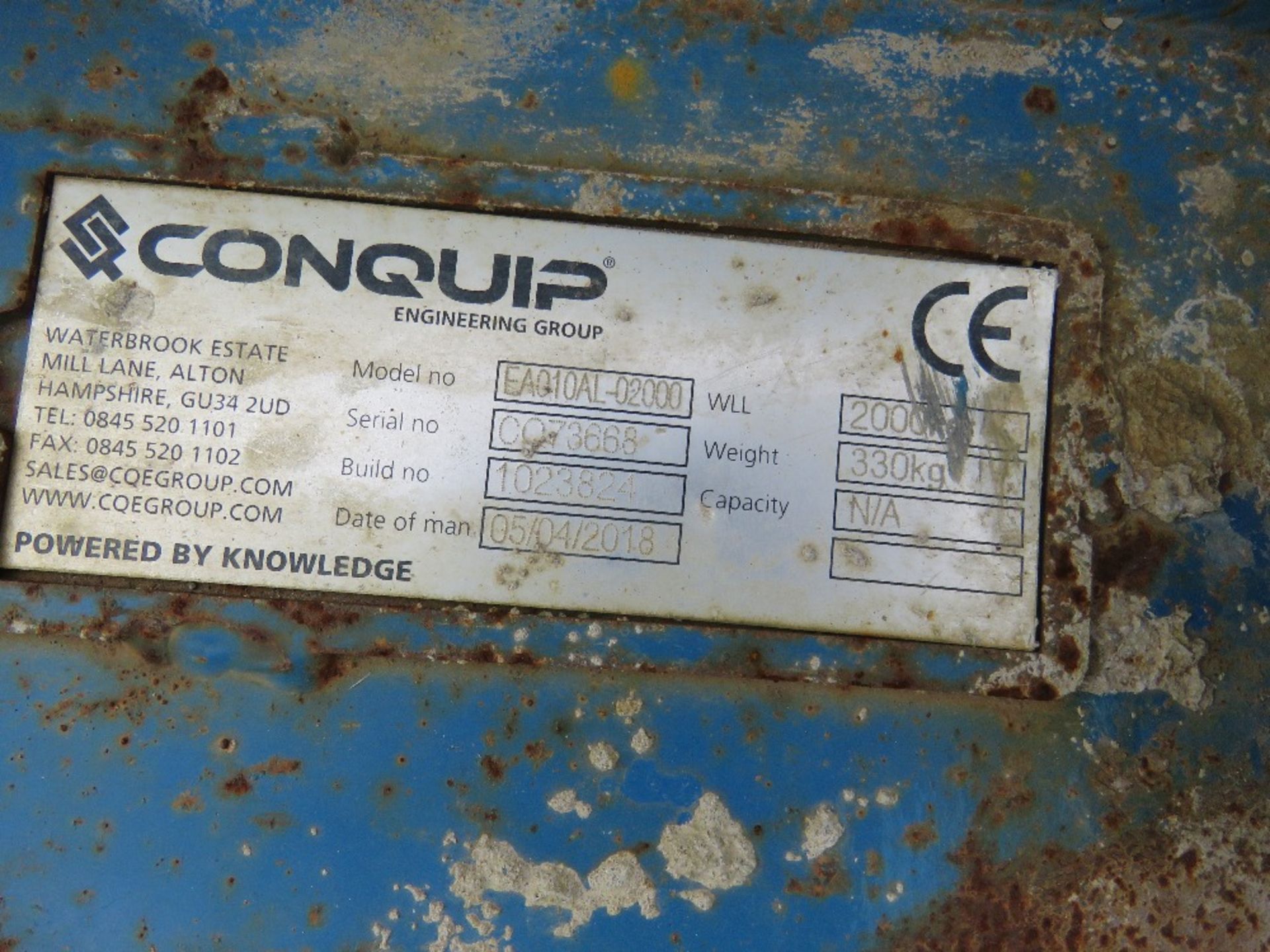 SET OF CONQUIP EXCAVATOR MOUNTED PALLET FORKS, UNTESTED - Image 3 of 4