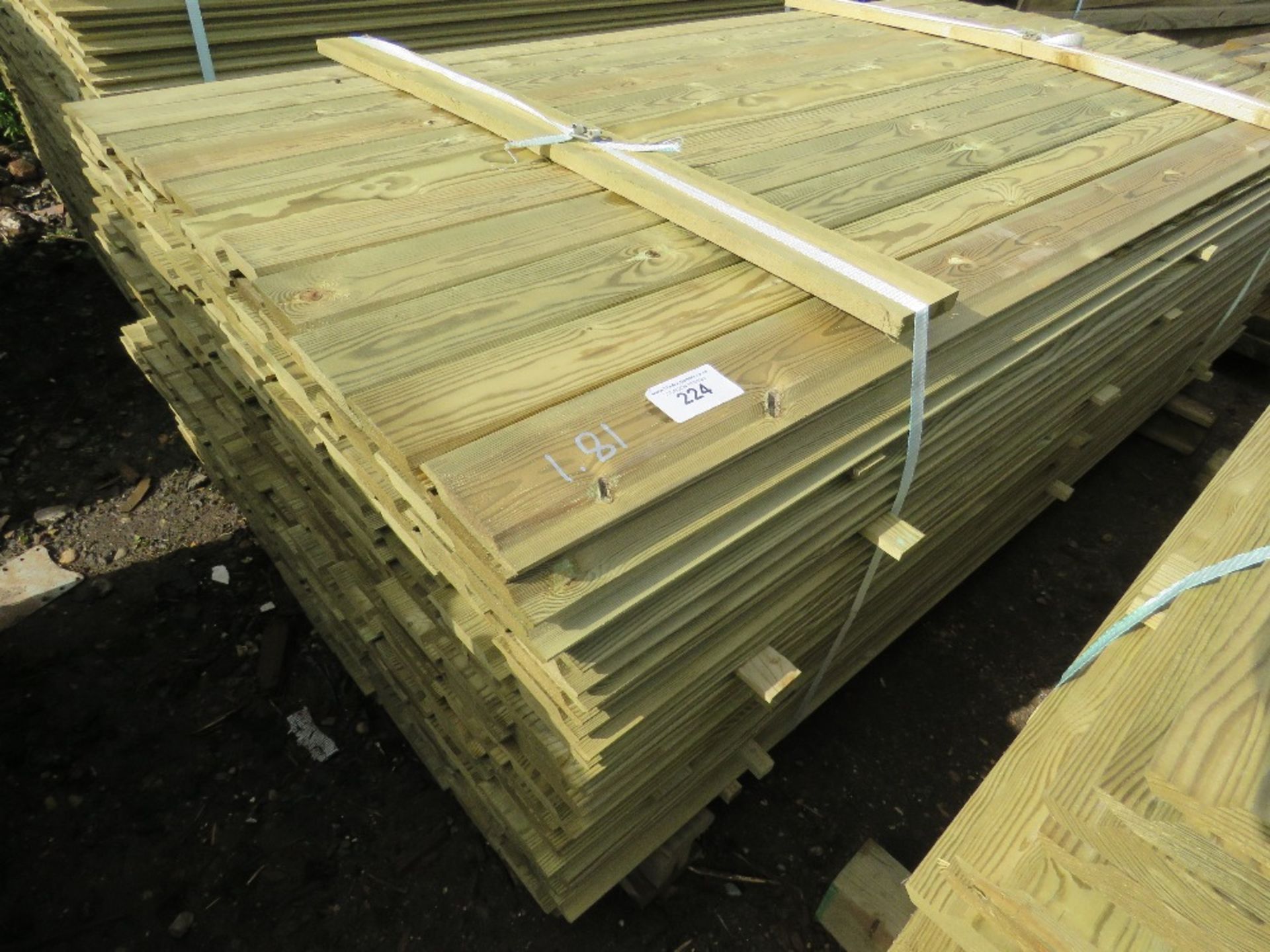 Pack of shiplap timber cladding, 1.81m length x 10cm wide approx.