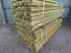 LARGE QUANTITY OF 2" X 2" TIMBER POSTS @ 2.7METRE LENGTH APPROX 420 PIECES IN TOTAL