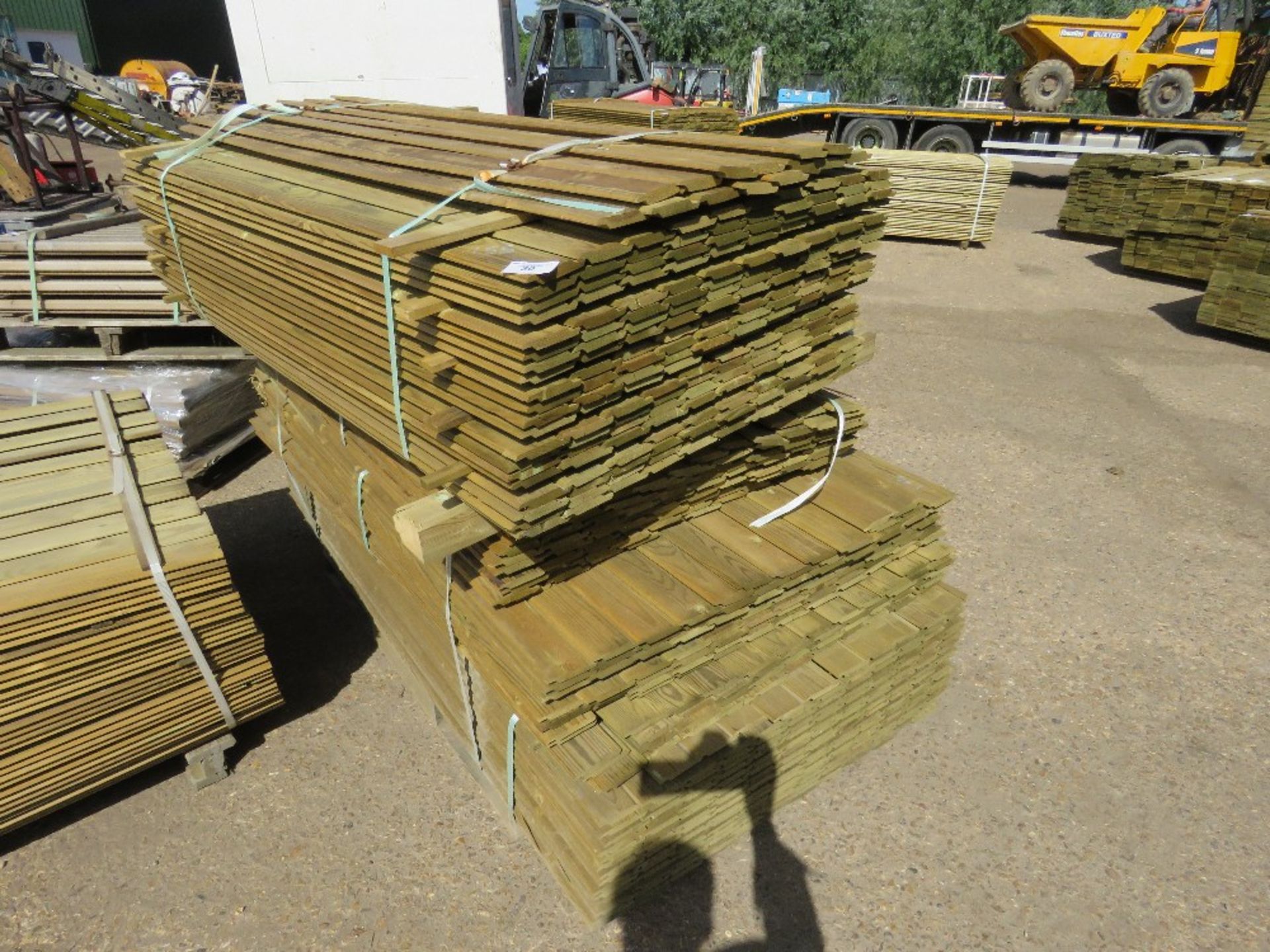 2 X PACKS OF SHIPLAP TIMBER FENCE CLADDING, 1.55M X 9CM WIDE X 1.5CM DEEP APPROX