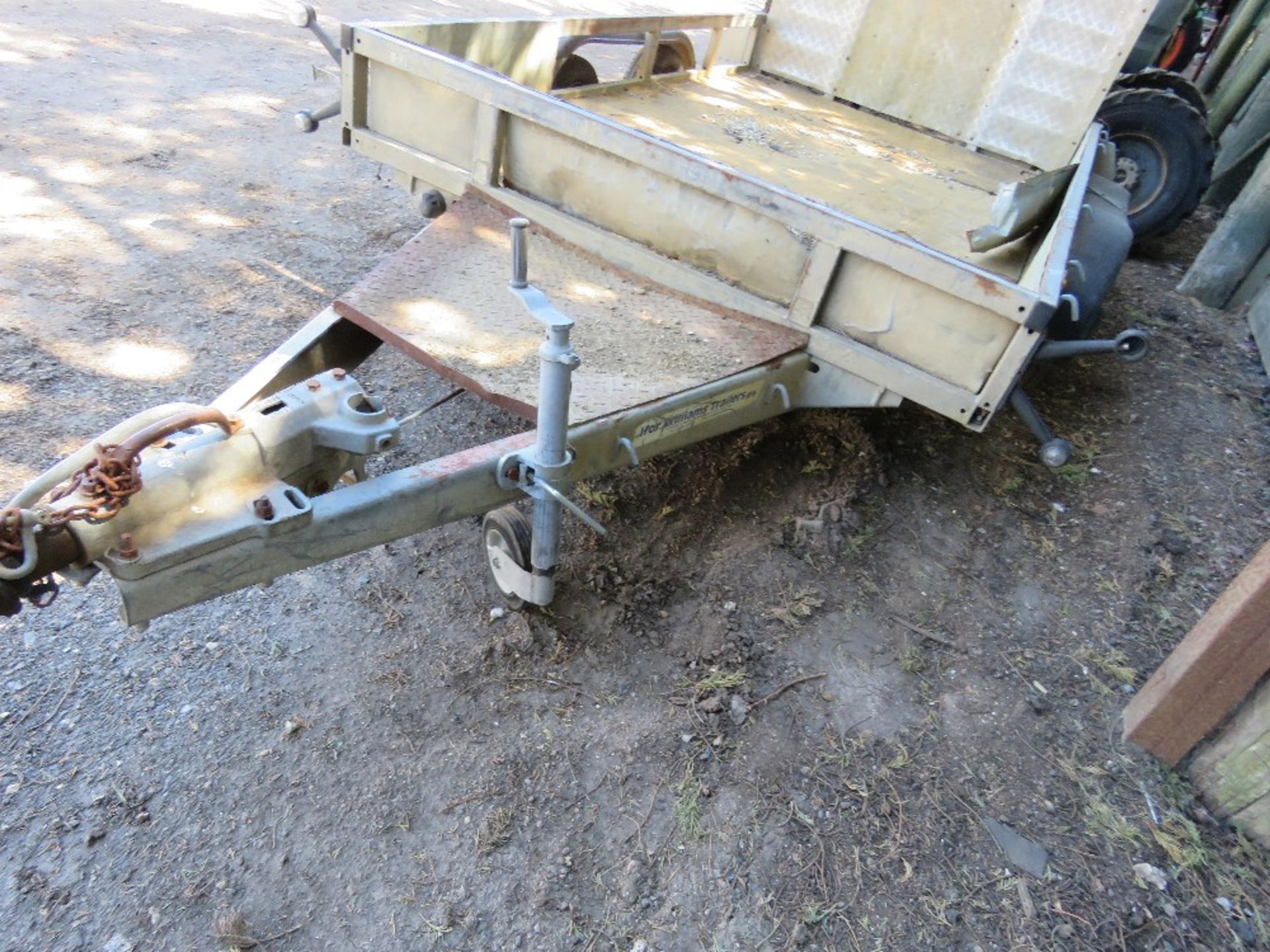 IFOR WILLIAMS TWIN AXLED PLANT TRAILER, 10FT X 6FT APPROX DB CODE:Y12623, RING TOW HITCH FITTED . - Image 2 of 6