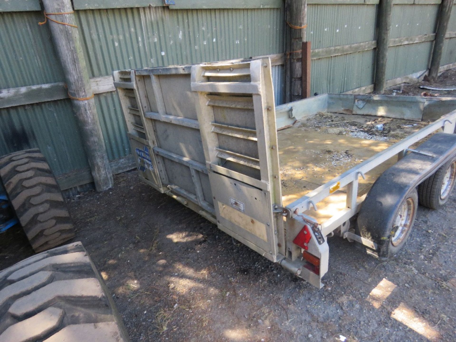 IFOR WILLIAMS TWIN AXLED PLANT TRAILER, 10FT X 6FT APPROX DB CODE:Y12623, RING TOW HITCH FITTED . - Image 5 of 6