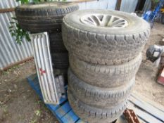 8 X SHOGUN WHEELS AND TYRES, SOME HAVE VERY GOOD TYRES, PLUS GRILLE