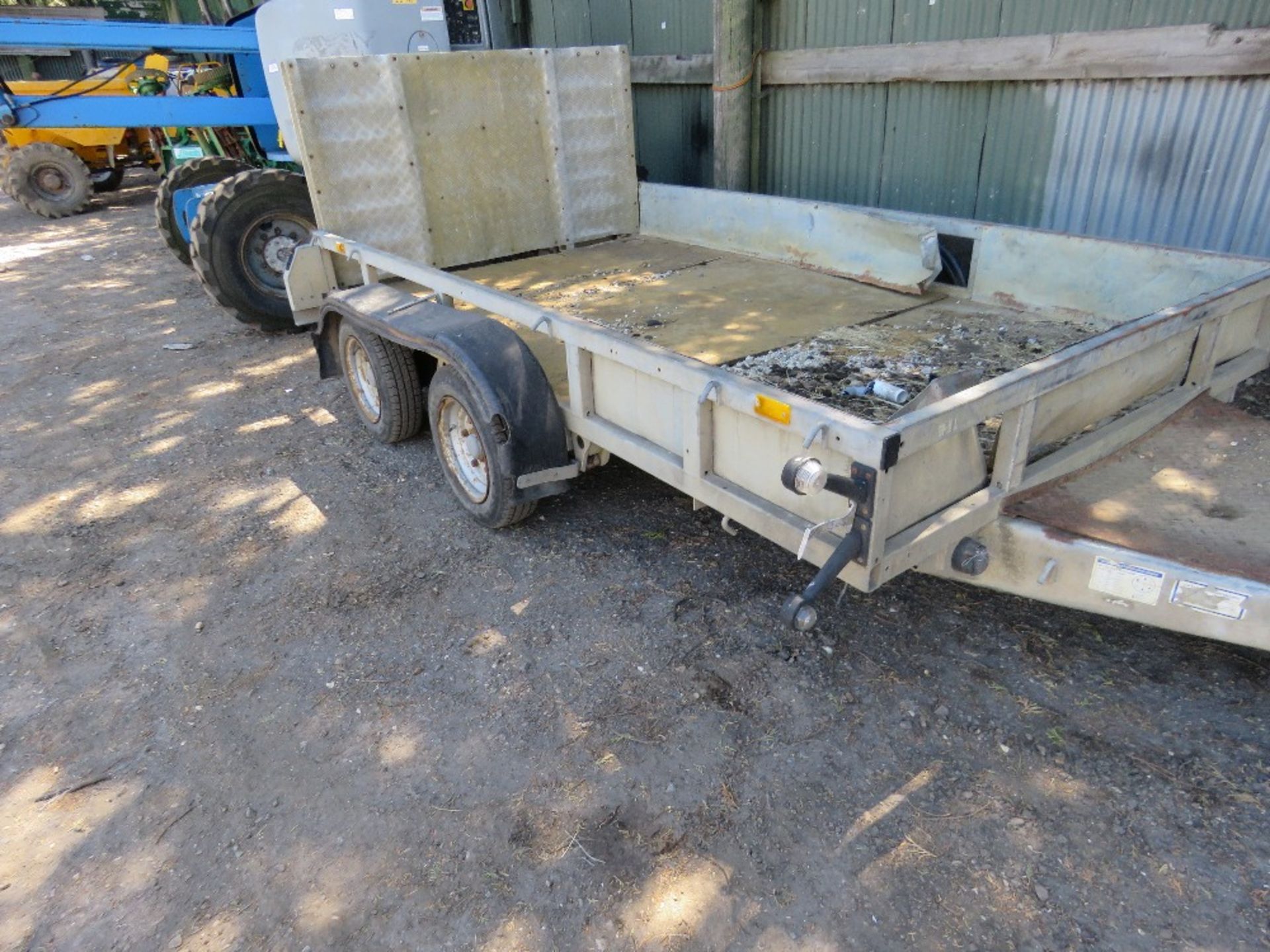 IFOR WILLIAMS TWIN AXLED PLANT TRAILER, 10FT X 6FT APPROX DB CODE:Y12623, RING TOW HITCH FITTED . - Image 4 of 6