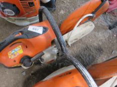 STIHL TS410 PETROL SAW. WHEN TESTED WAS SEEN TO RUN AND SHAFT TURNED