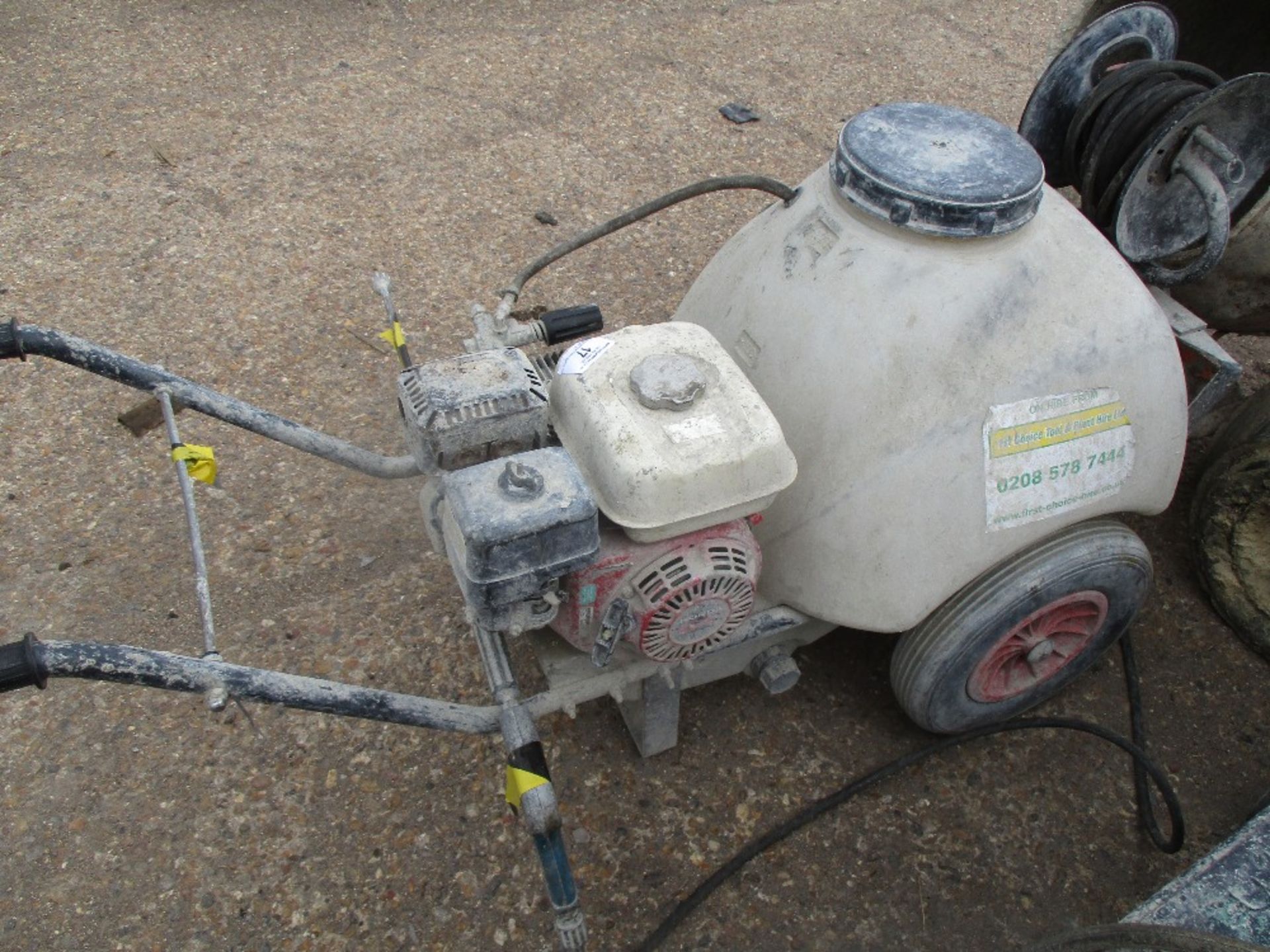 HONDA ENGINED PRESSURE WASHER BARROW, PETROL ENGINE. WHEN TESTED WAS SEEN TO RUN AND PUMP - Image 2 of 2