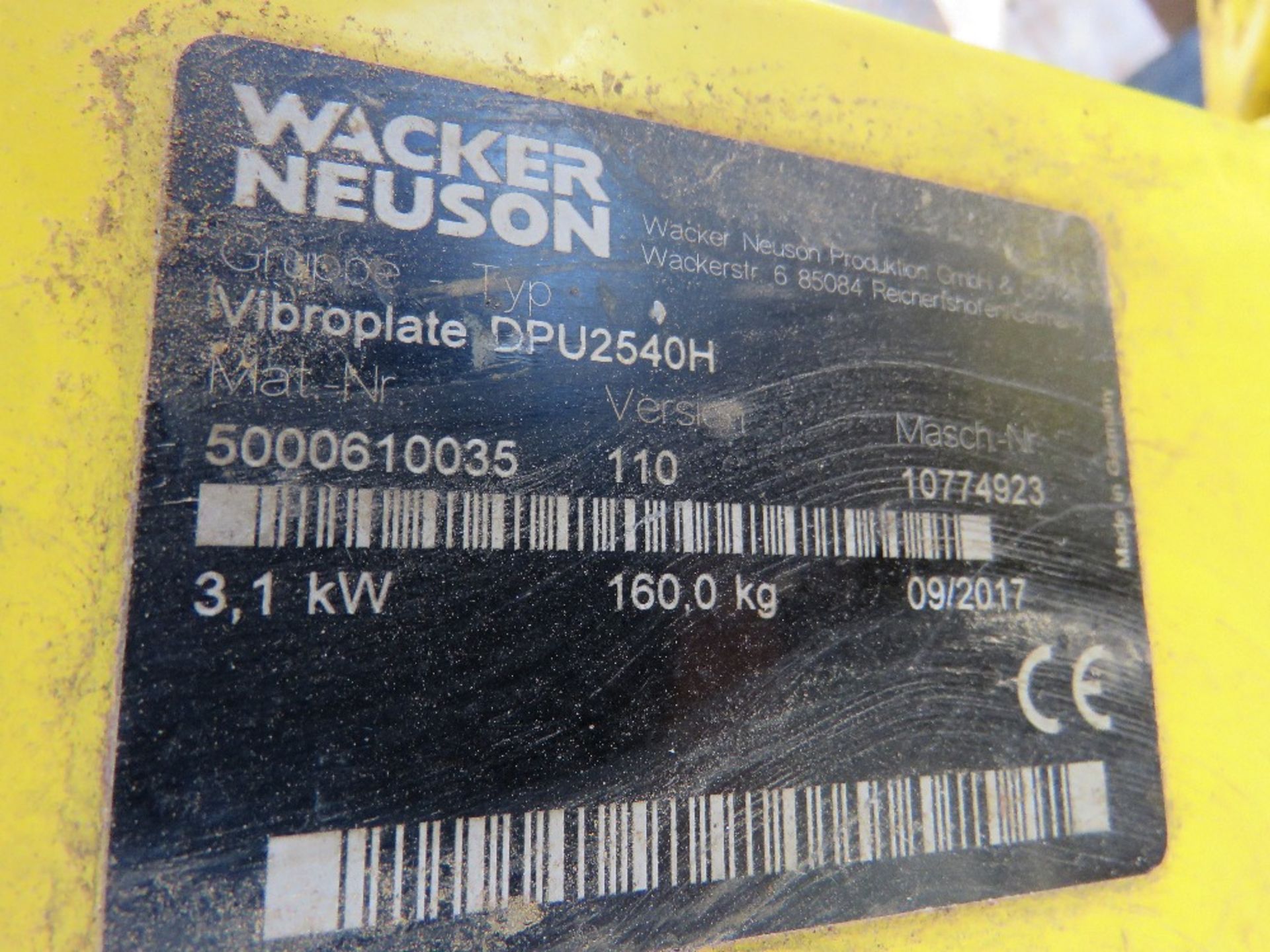 WACKER NEUSON DPU2540H DIESEL COMPACTION PLATE YEAR 2017. WHEN TESTED WAS SEEN TO RUN BUT HANDLE IS - Image 5 of 7