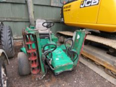 RANSOMES 213 RIDE ON TRIPLE MOWER. WHEN TESTED WAS SEEN TO RUN, DRIVE STEER AND BLADES TURNED. HYDRA