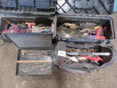 3 X BAGS OF TOOLS, DRILL BITS ETC