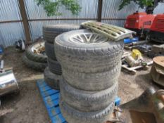 8 X SHOGUN WHEELS AND TYRES, SOME HAVE VERY GOOD TYRES, PLUS GRILLE