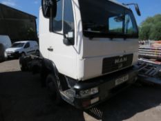 MAN CHASSIS CAB LORRY REG:YR52 NKO. 148,223 REC KMS. ITH V5. WHEN TESTED WAS SEEN TO START, DRIVE, S