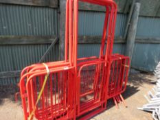 7 x red metal pedestrian barrier gangway panels, 4 with gates...................................