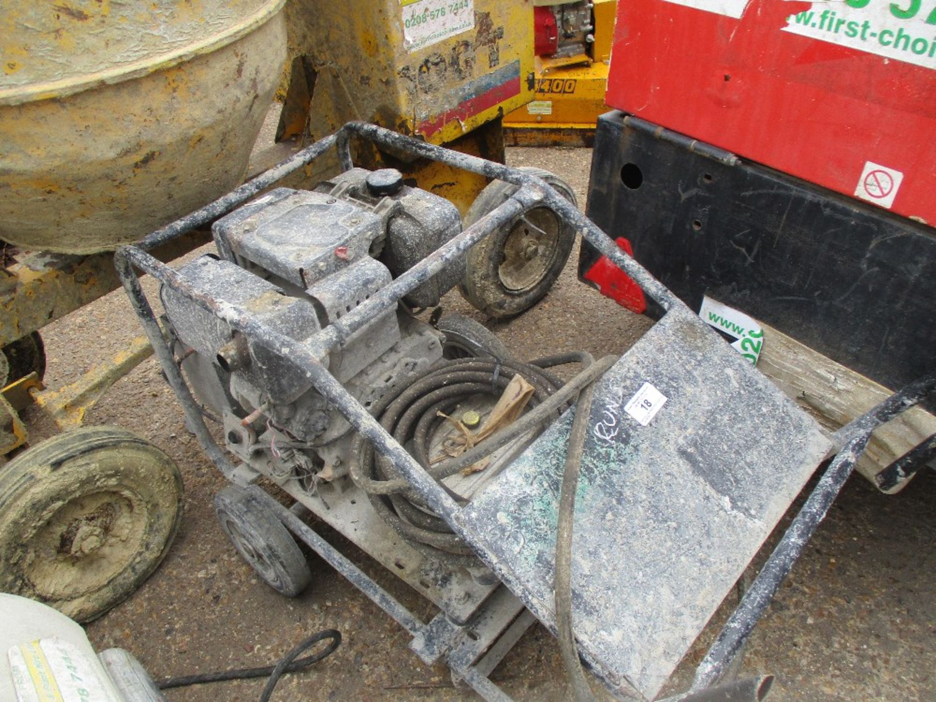 DIESEL ENGINED PRESSURE WASHER BARROW. WHEN TESTED WAS SEEN TO RUN BUT PUMP NOT TESTED..NO WATER