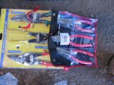 3X PLIERS AND 3X TIN SNIPS