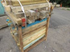 STILLAGE AND PALLET OF TIMBER BEARERS.