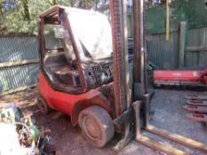 LINDE H40D YARD FORKLIFT C/W LONG TINES. WHEN TESTED WAS SEEN TO DRIVE, STEER AND LIFT