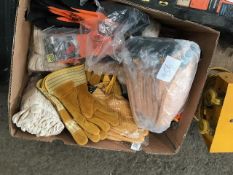 BOX OF ASSORTED WORK GLOVES.