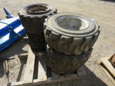 6 X SKID STEER TYPE WHEELS AND TYRES. 23X8.5-12 SIZE.