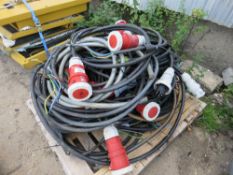 LARGE PALLET OF 3 PHASE CABLES AND TRAILING SOCKETS 63AMP AND 125 AMP RATED