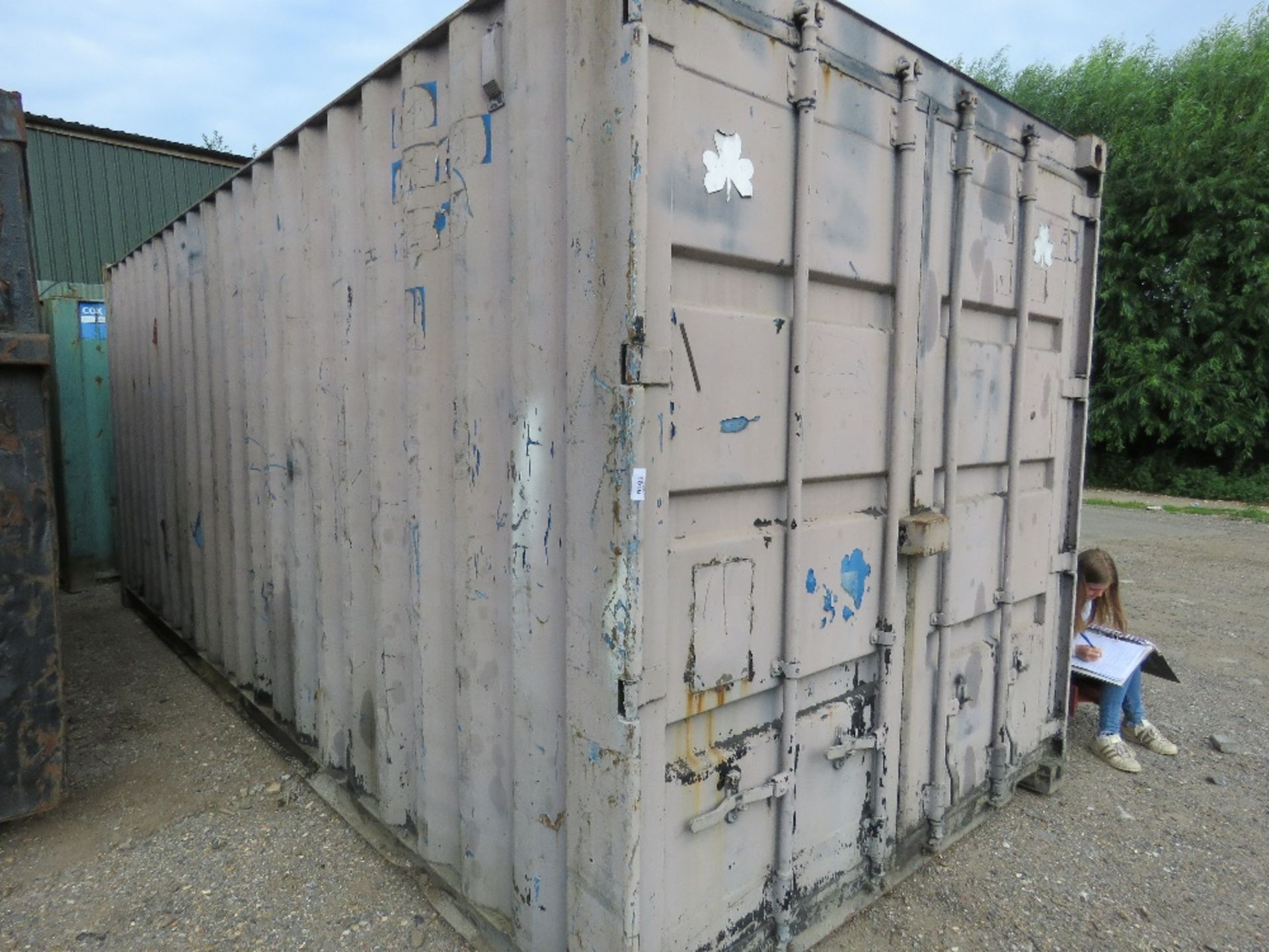 20FT GREY SECURE SHIPPING CONTAINER STORE. . KEY IN OFFICE.