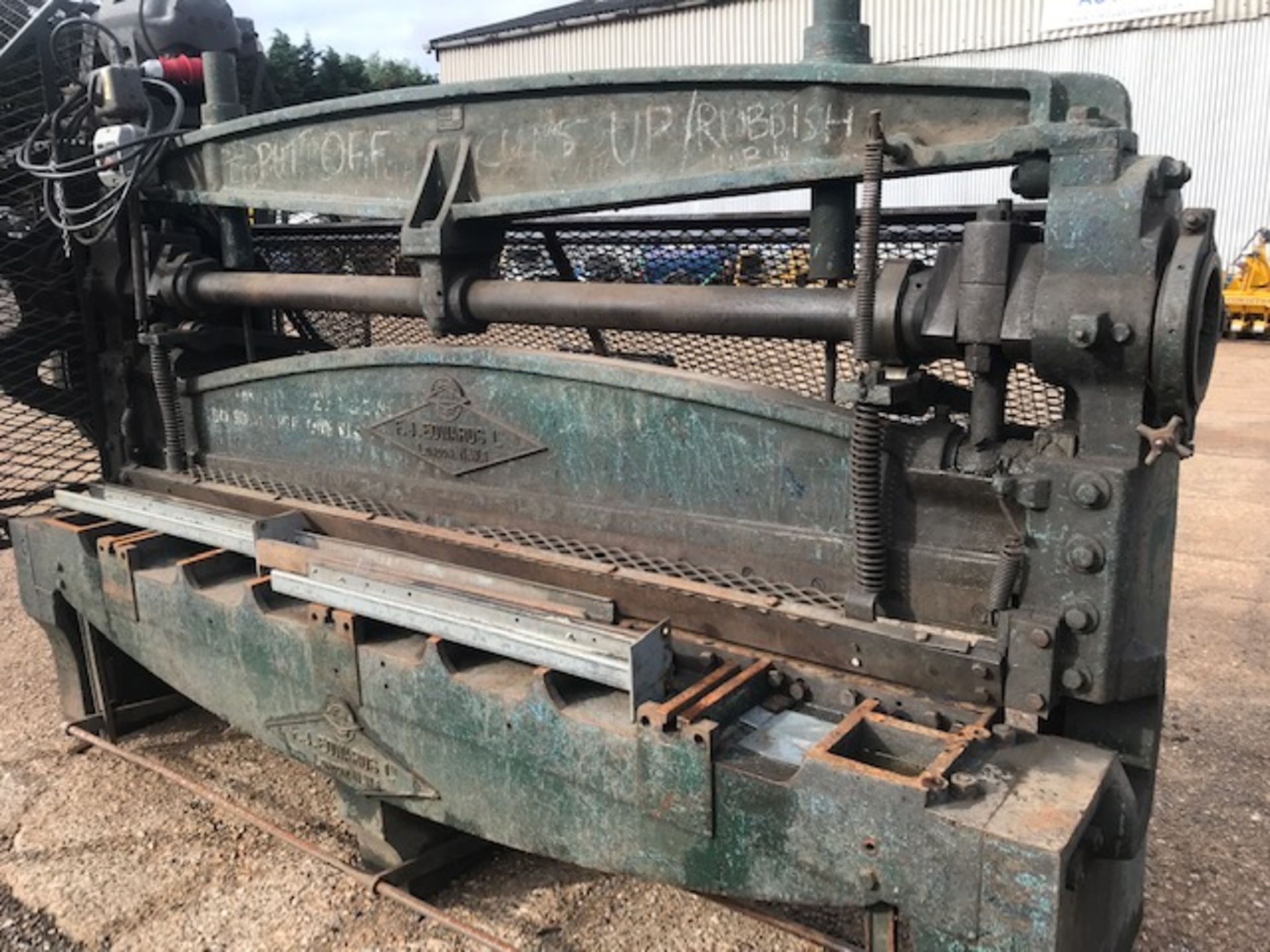 EDWARDS 3 PHASE GUILLOTENE, 8FT BLADE, WORKING WHEN RECENTLY REMOVED.