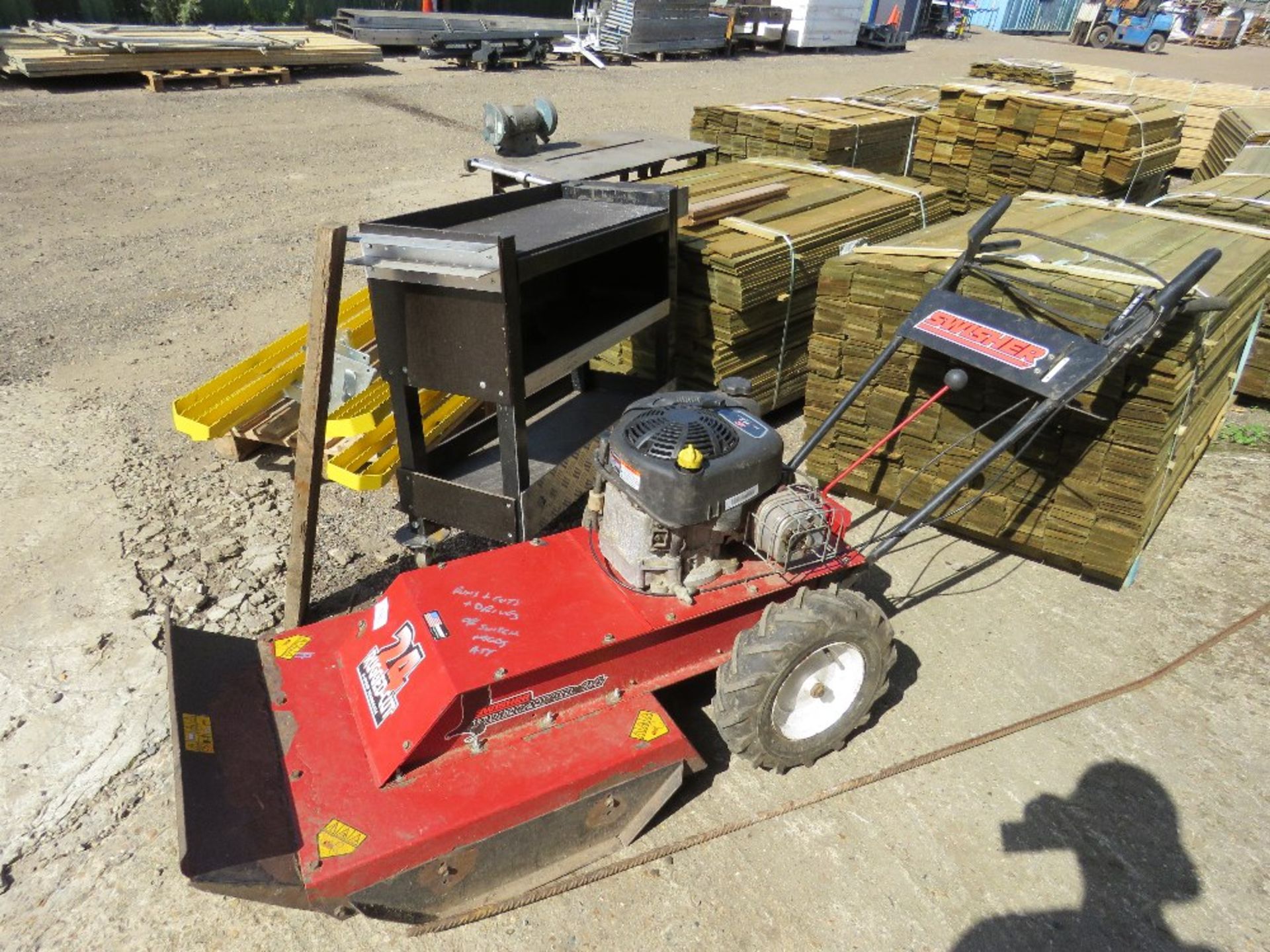 SWISHER ROUGH CUT MOWER. WHEN TESTED WAS SEEN TO RUN AND CUT....OFF SWITCH NEEDS ATTENTION. - Image 2 of 4