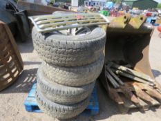 8 X SHOGUN WHEELS AND TYRES, SOME HAVE VERY GOOD TYRES, PLUS GRILLE