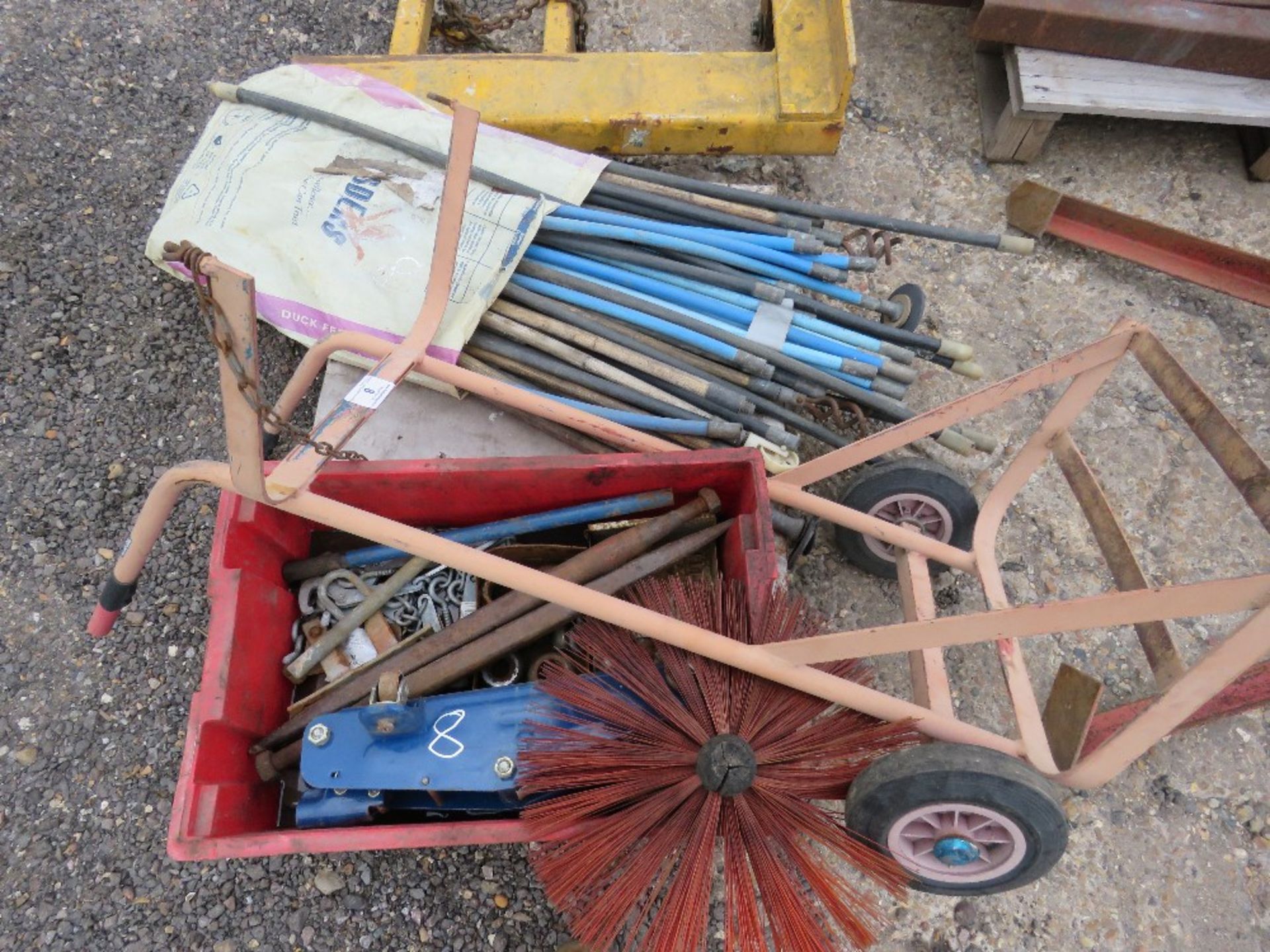 PALLET CONTAINING DRAIN RODS, TROLLEY JACK, SACK BARROW ETC - Image 2 of 2