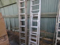 3 X ASSORTED 2 STAGE ALUMINIUM LADDERS.