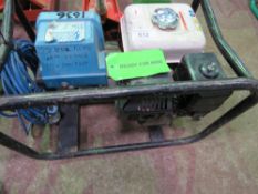 PETROL ENGINED GENERATOR WITH LEAD. WHEN TESTED WAS SEEN TO RUN AND MAKE POWER. DIRECT EX LOCAL COM