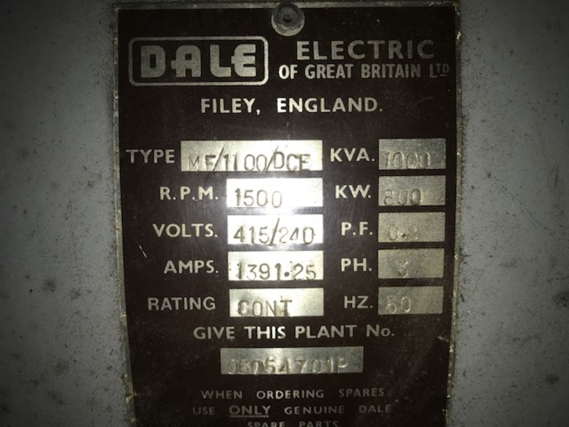 bid increment increased to £250......DALE 1000 KVA CONTAINERISED GENERATOR. PROVISIONAL SALE - Image 10 of 15
