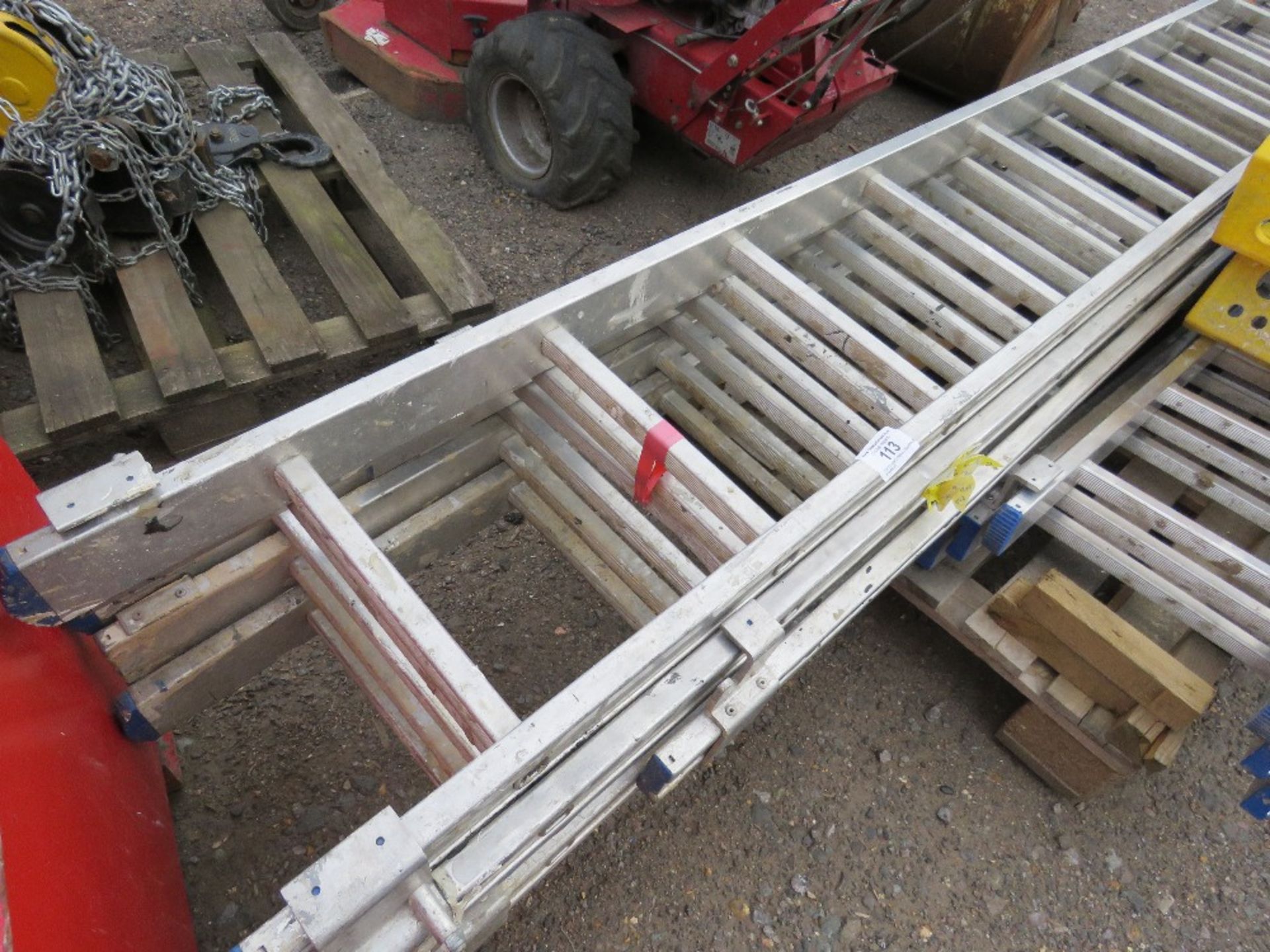 2 X 13 RUNG TRIPLE LADDERS WITH STABILISER BASES.