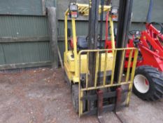 HYSTER 1.5TONNE GAS FORKLIFT TRUCK. YEAR 2000. SN:D001B11085X. WHEN TESTED WAS SEEN TO DRIVE, STEER,