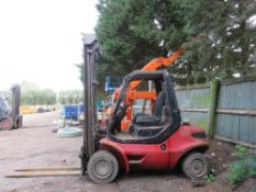 LINDE 4 TONNE DIESEL FORKLIFT. WHEN TESTED WAS SEEN TO DRIVE AND LIFT.