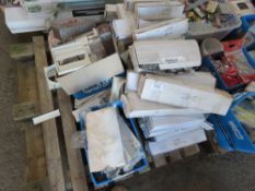 PALLET OF SHELVING AND HAND RAIL BRACKETS. ETC,. DIRECT FROM DEPOT CLOSURE.