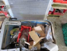 RADIATOR, GREASE NIPPLES, BOLTS, VALVE SPRING COMPRESSOR ETC.