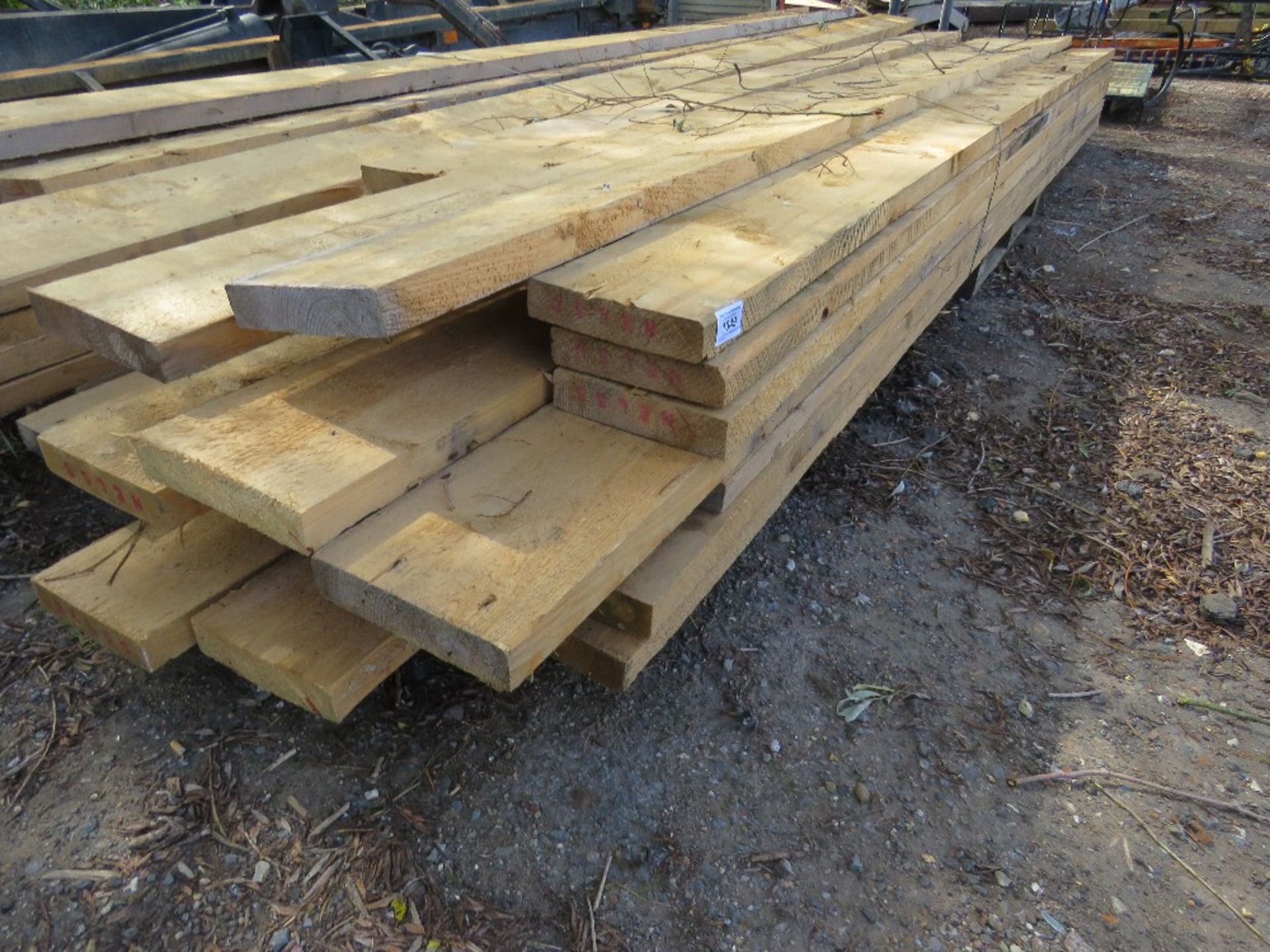 LARGE PACK OF 8 X 2 INCH TIMBER JOISTS 13-16 FT LENGTH APPROX. APPROX 28.