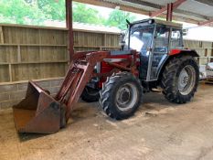 bid increment increased to £250!!!......MASSEY FERGUSON 390 4WD LOADER TRACTOR. REG:H948 PLS