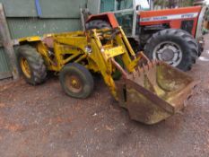 MASSEY FERGUSON 2203 INDUSTRIAL LOADER TRACTOR WITH FORKS AND BUCKET. WHEN TESTED WAS SEEN TO RUN AN