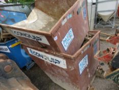 2 X CONQUIP TELEHANDLER TYPE TIPPING FORKLIFT SKIPS.