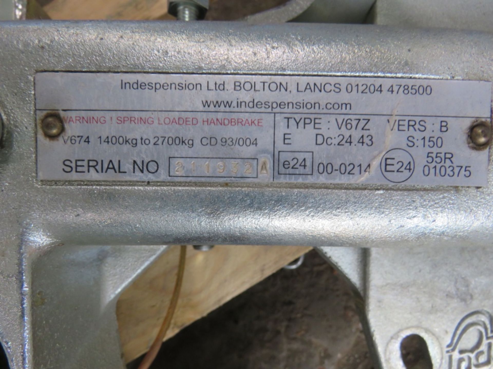 INDESPENSION 2700 KG RATED HITCH ASSEMBLY, UNUSED. - Image 2 of 2