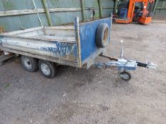 TWIN AXLED DROP SIDE TRAILER.