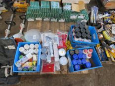 PALLET CONTAINING APPROX 19X M16 X50 CUP SDQUARE HEADED BOLTS AND NUTS PLUS ASSORTED BUILDING SUNDRI