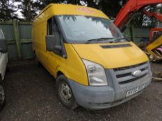 FORD TRANSIT PANEL VAN REG:NV56 BUO. WHEN TESTED WAS SEEN TO START AND DRIVE BUT BRAKES NEED ATTENTI