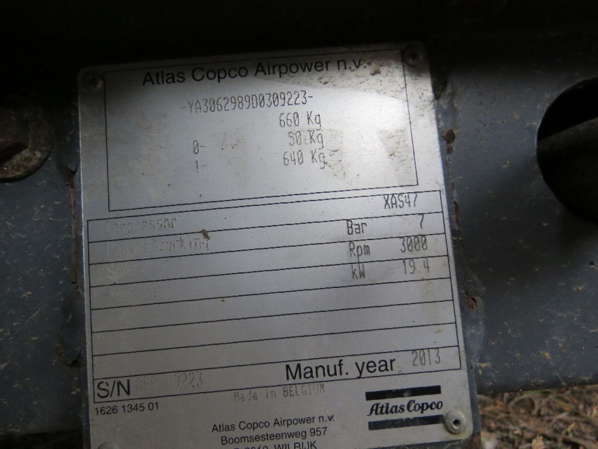 ATLAS COPCO XAS47 COMPRESSOR YEAR 2013. 239 REC HRS (UNVERIFIED) SN:0309223. - Image 5 of 7