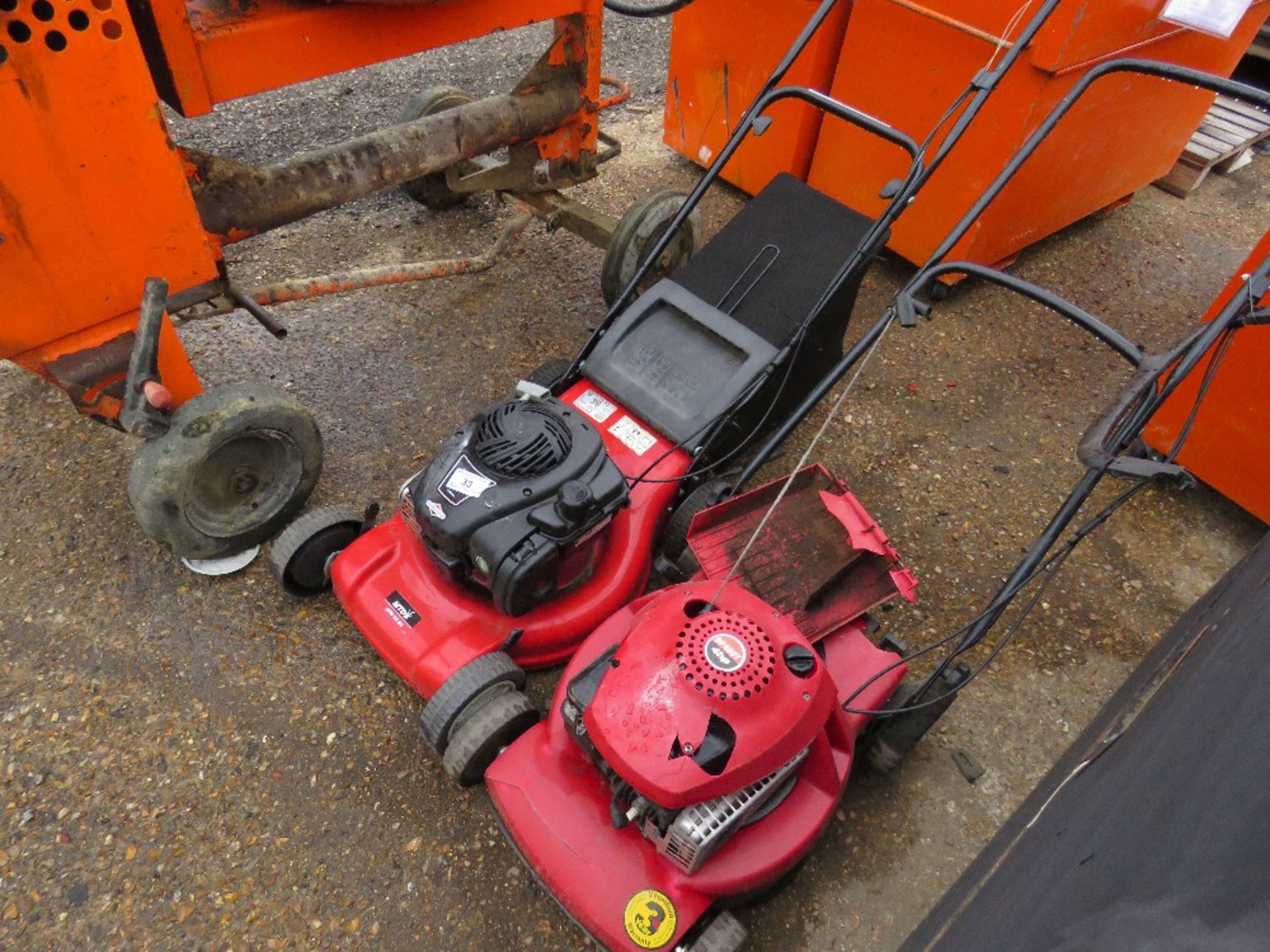 MTD RED PETROL ENGINED LAWN MOWER PLUS ANOTHER. - Image 2 of 2