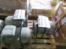 PALLET CONTAINING 3 X ELECTRIC MOTORS. 2@ 7.5KW PLUS 1@11KW. SOURCED FROM A LARGE MANUFACTURING CO