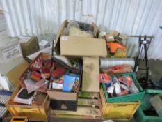 LARGE PALLET OF WORKSHOP CLEARANCE ITEMS TO INCLUDE MIRRORS, LIGHTS, FILTERS AND HORNS ETC.