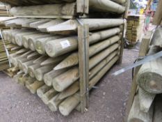 48 X TREATED TIMBER FENCING STAKES 5FT LENGTH APPROX X 9CM DIAMETER.